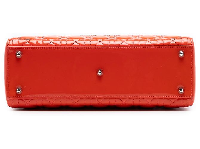 Dior Orange Große Lackleder Cannage Lady Dior Rot - Ansicht 3