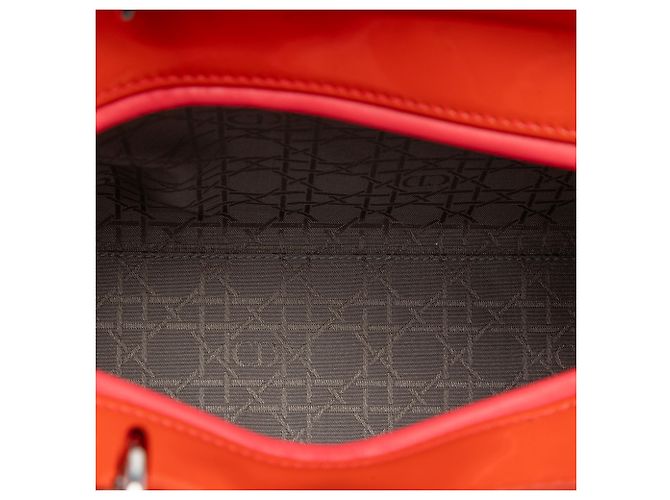 Dior Orange Große Lackleder Cannage Lady Dior Rot - Ansicht 4
