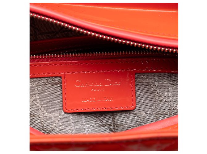 Dior Orange Große Lackleder Cannage Lady Dior Rot - Ansicht 5