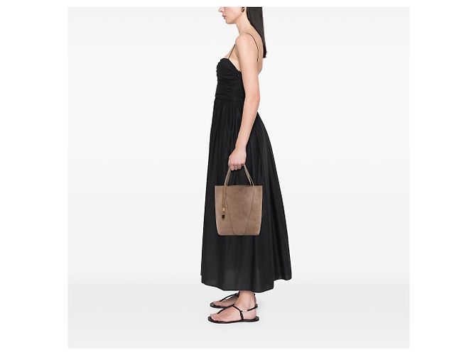 Bolsa Spin média em camurça marrom Chloé Taupe - vista 8
