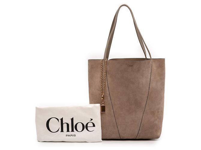 Bolsa Spin média em camurça marrom Chloé Taupe - vista 9