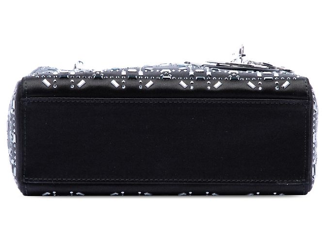 Dior Mini Nero in Velluto Cannage Decorato con Strass Lady Dior - vista 3