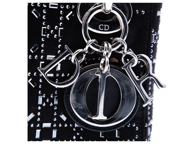 Dior Mini Nero in Velluto Cannage Decorato con Strass Lady Dior - vista 5