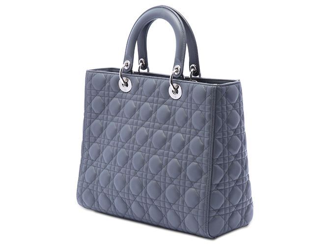Dior Grau Große Lammleder Cannage Lady Dior Braun Anthrazitgrau - Ansicht 2