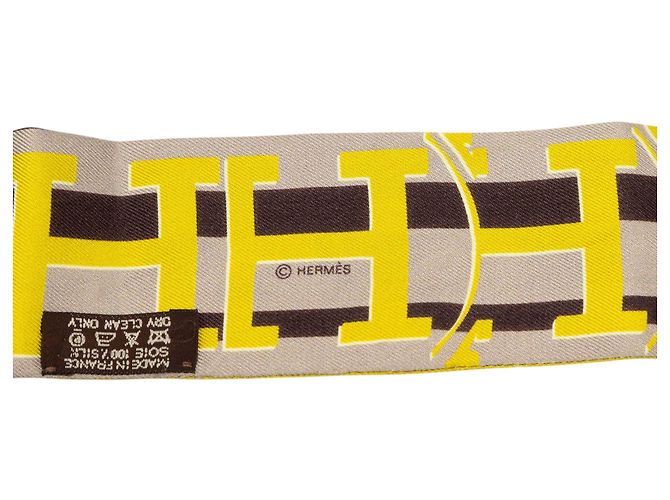 Hermès Graue Ginza 541 Seidentuch Twilly Braun - Ansicht 6