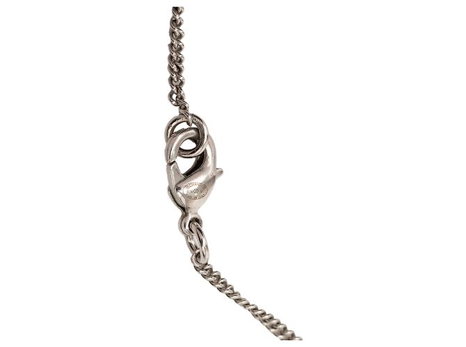 Collana pendente a forma di fiore in ottone strass CC argento di Chanel - vista 4