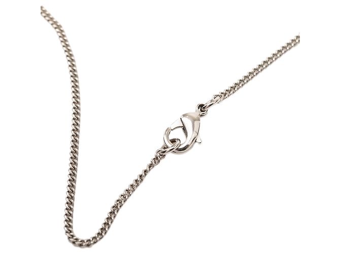 Collana pendente a forma di fiore in ottone strass CC argento di Chanel - vista 5