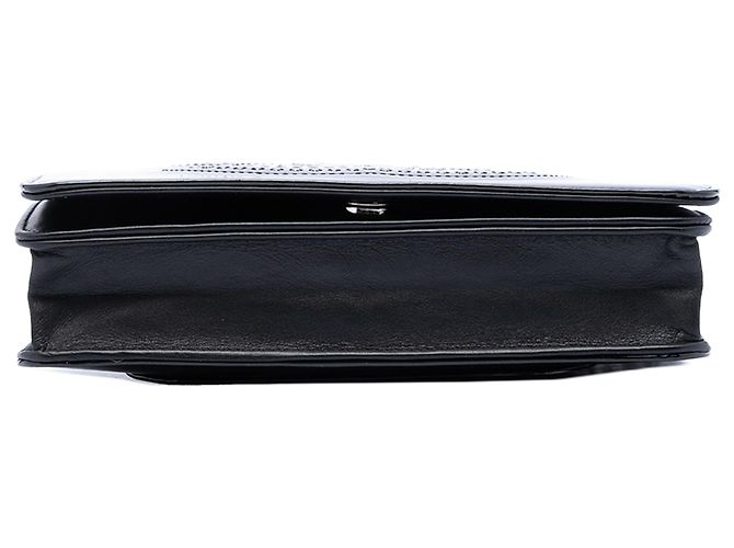 Wallet On Chain Portafoglio Chanel nero in vernice con strass CC - vista 3