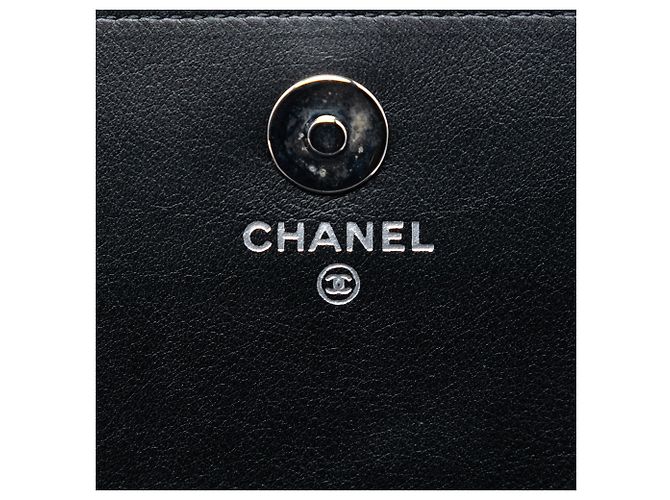Wallet On Chain Portafoglio Chanel nero in vernice con strass CC - vista 5