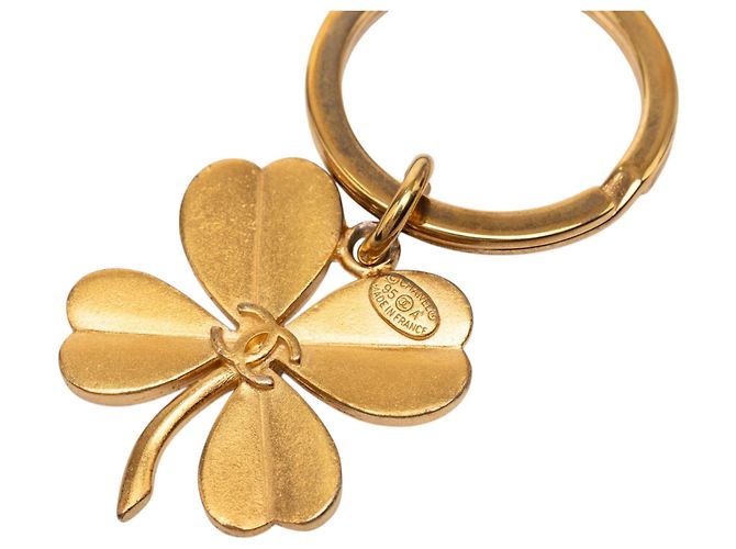Portachiavi Quadrifoglio Placcato Oro CC Chanel D'oro - vista 3