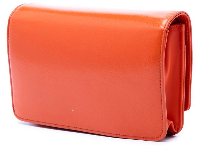 Wallet On Chain Chanel Orange CC Geldbörse aus Lackcaviar mit Kette Rot - Ansicht 2