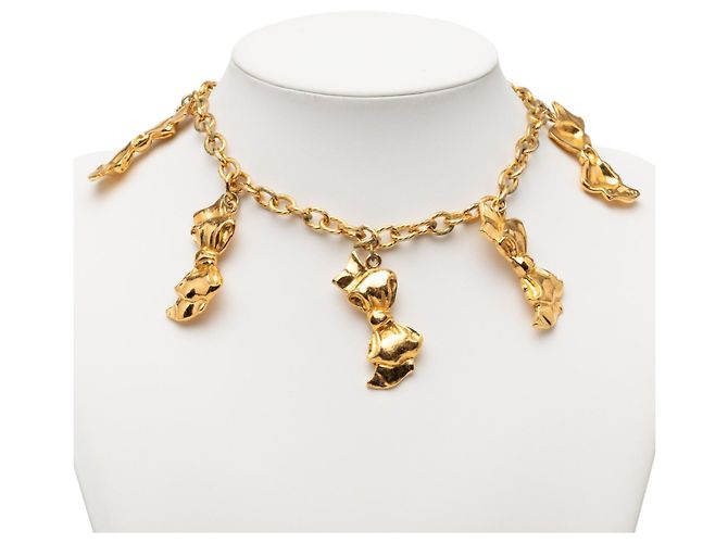 Collana con Charms a Fiocco Placcata Oro Chanel D'oro - vista 6