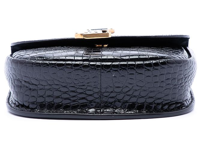 Borsa a tracolla Kaia Monogram in pelle di coccodrillo nera di Saint Laurent Nero - vista 3
