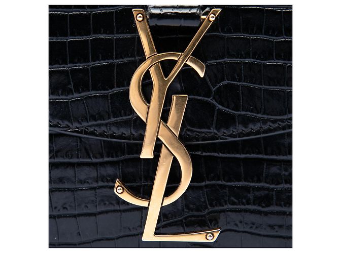 Borsa a tracolla Kaia Monogram in pelle di coccodrillo nera di Saint Laurent Nero - vista 5