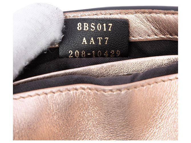 Borsa Baguette in pelle metallica goffrata Zucca mini rosa Fendi - vista 5