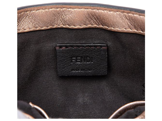 Borsa Baguette in pelle metallica goffrata Zucca mini rosa Fendi - vista 6