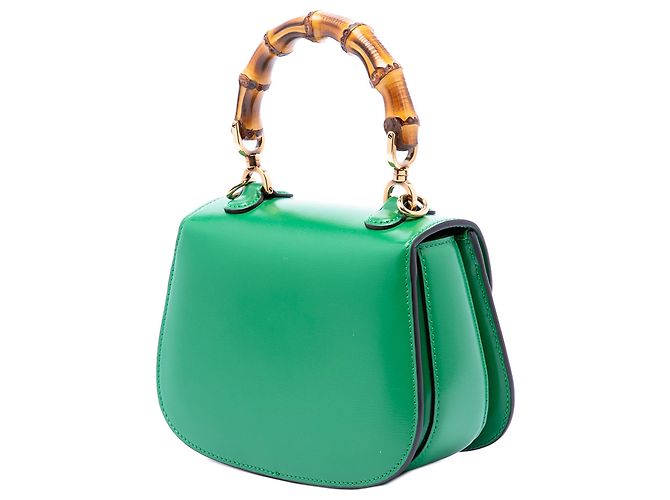Bamboo Bolsa de mão mini de couro verde Gucci 1947 com alça de bambu - vista 3