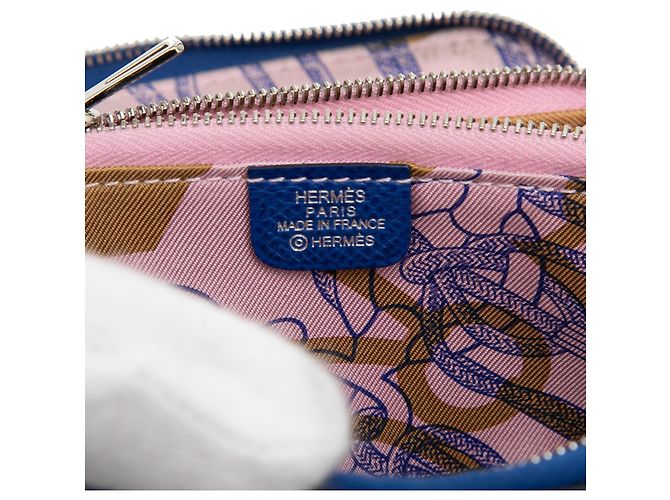Silk In Billetera compacta de seda Epsom azul Hermès - vista 5