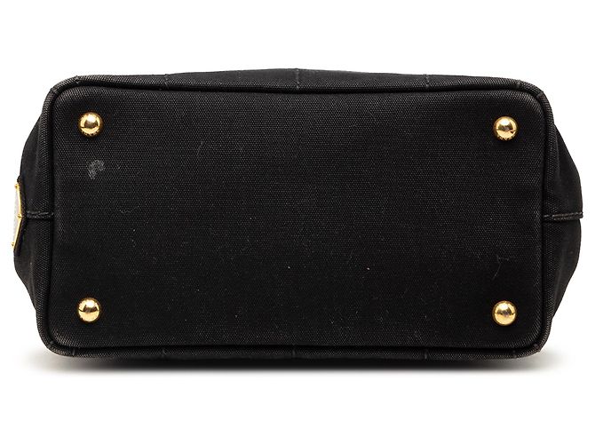 Borsa a tracolla in tela nera Canapa logo Prada piccola Nero - vista 3