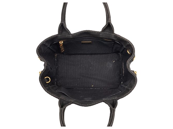 Borsa a tracolla in tela nera Canapa logo Prada piccola Nero - vista 4