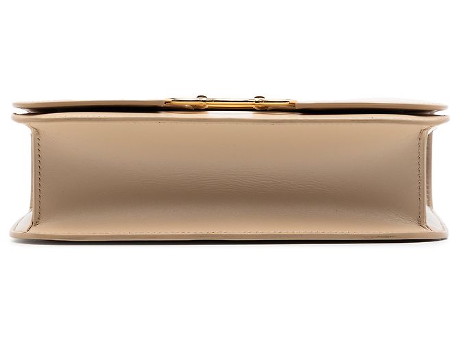 Céline Celine Borsa a Tracolla Triomphe in Pelle di Vitello Beige Medio - vista 3