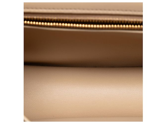 Céline Celine Borsa a Tracolla Triomphe in Pelle di Vitello Beige Medio - vista 4