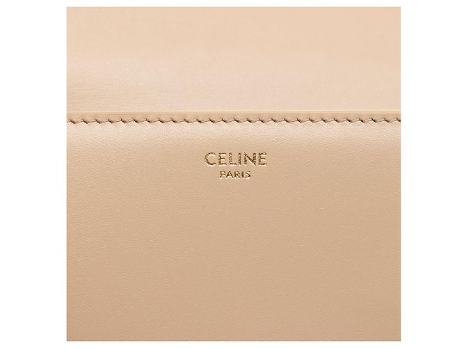 Céline Celine Borsa a Tracolla Triomphe in Pelle di Vitello Beige Medio - vista 5