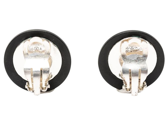 Orecchini a clip in resina e strass CC neri di Chanel Nero - vista 2