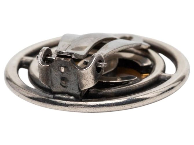 Orecchini a Clip Rotondi in Ottone Argento CC di Chanel - vista 4