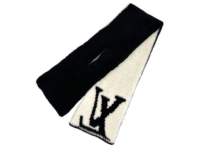 Sciarpa in misto lana Louis Vuitton Nero Bianco - vista 2