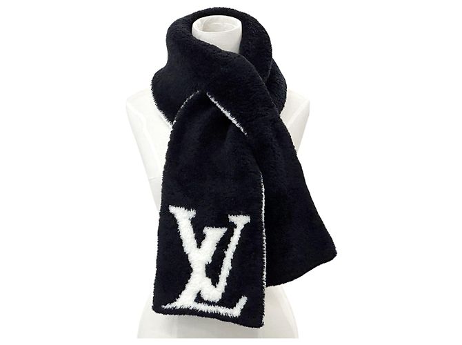 Sciarpa in misto lana Louis Vuitton Nero Bianco - vista 5