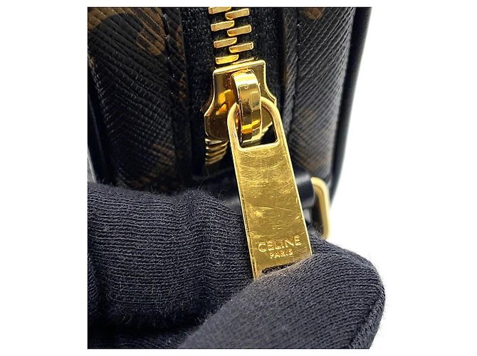 Céline Borsa a spalla orizzontale media Celine Triomphe Marrone Nero - vista 10