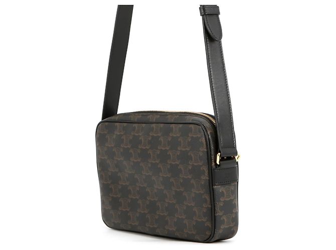 Céline Borsa a spalla orizzontale media Celine Triomphe Marrone Nero - vista 2