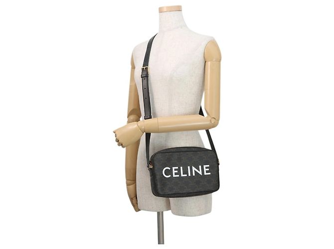 Céline Borsa a spalla orizzontale media Celine Triomphe Marrone Nero - vista 4