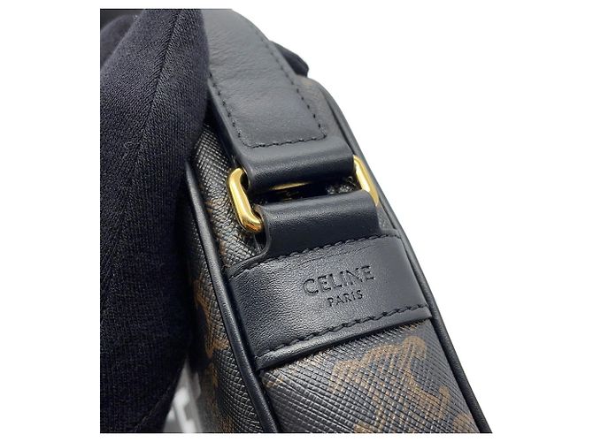 Céline Borsa a spalla orizzontale media Celine Triomphe Marrone Nero - vista 8