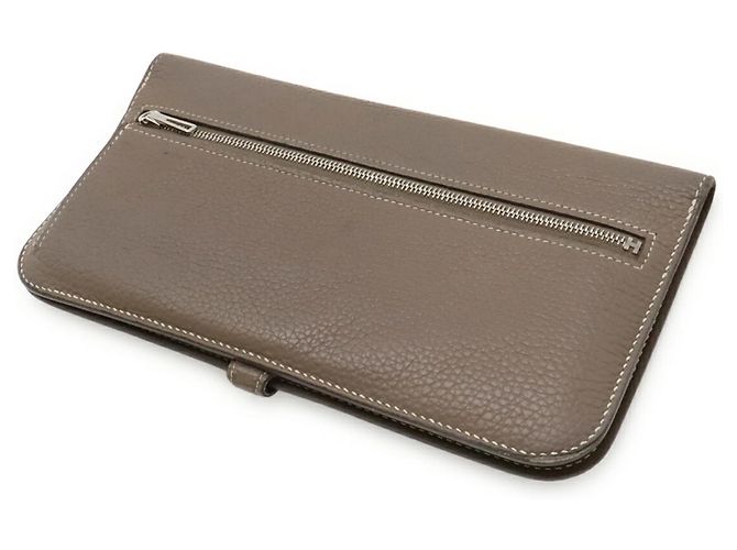 Billetera bifold larga Hermès Dogon Rect Verso Gris pardo - vista 3