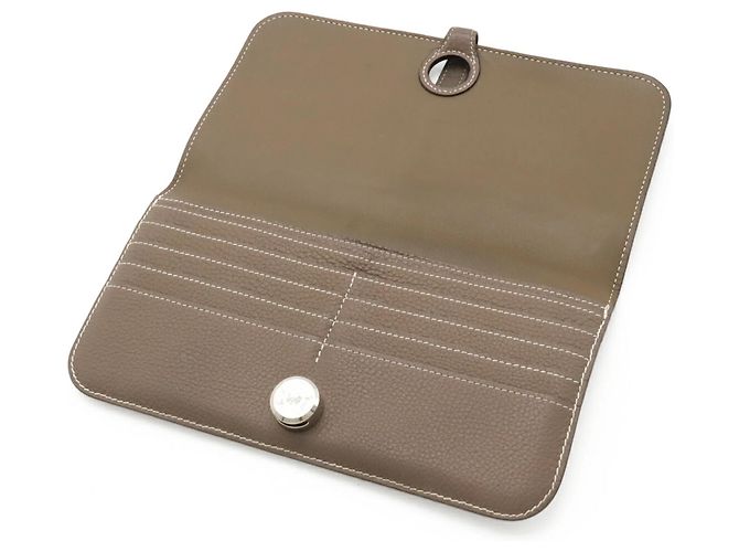 Billetera bifold larga Hermès Dogon Rect Verso Gris pardo - vista 7