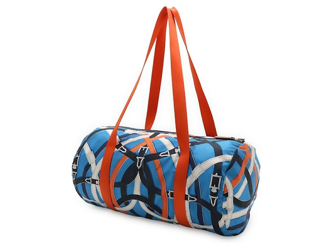 Borsa Duffle 38 Airsilk Cavalcadour di Hermès Blu Multicolore Arancione - vista 3