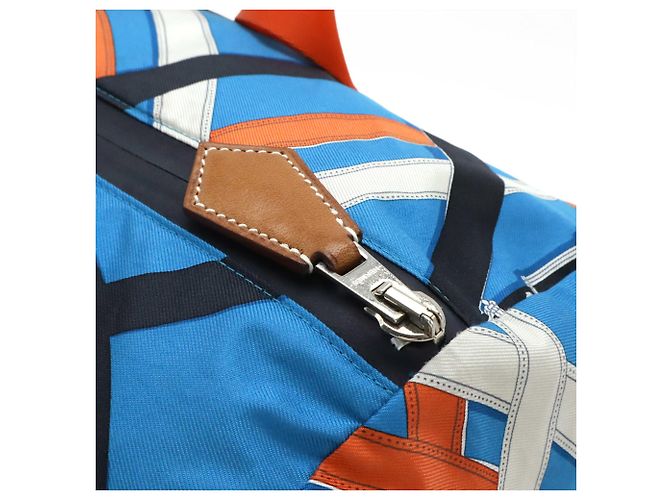 Borsa Duffle 38 Airsilk Cavalcadour di Hermès Blu Multicolore Arancione - vista 6