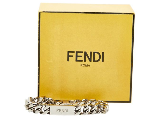 Bracciale a Catena con Piastra Logo Fendi Argento - vista 10