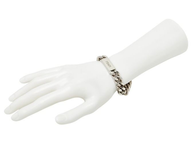 Bracciale a Catena con Piastra Logo Fendi Argento - vista 9