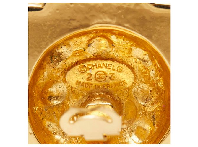 Orecchini vintage a clip Coco Mark Matelassé di Chanel D'oro - vista 3