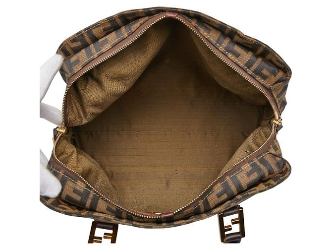 Borsa Fendi Zucca in tela beige e nera Nero - vista 10