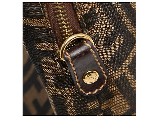 Borsa Fendi Zucca in tela beige e nera Nero - vista 11
