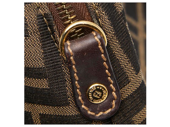 Borsa Fendi Zucca in tela beige e nera Nero - vista 12