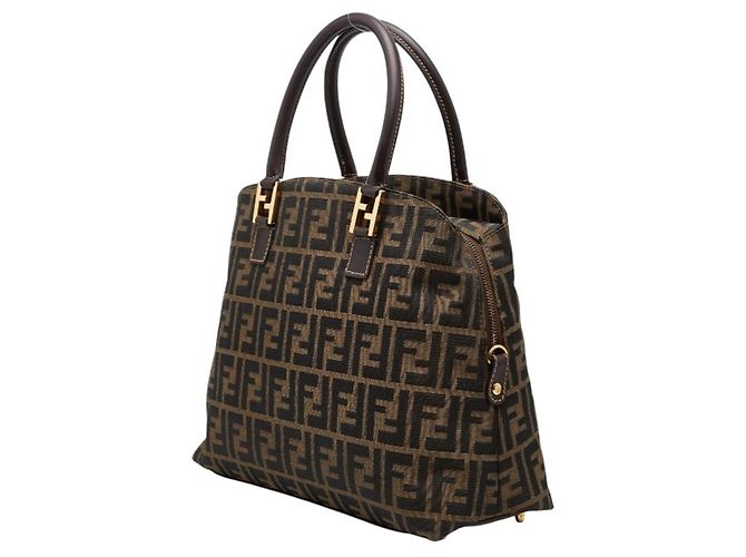 Borsa Fendi Zucca in tela beige e nera Nero - vista 2