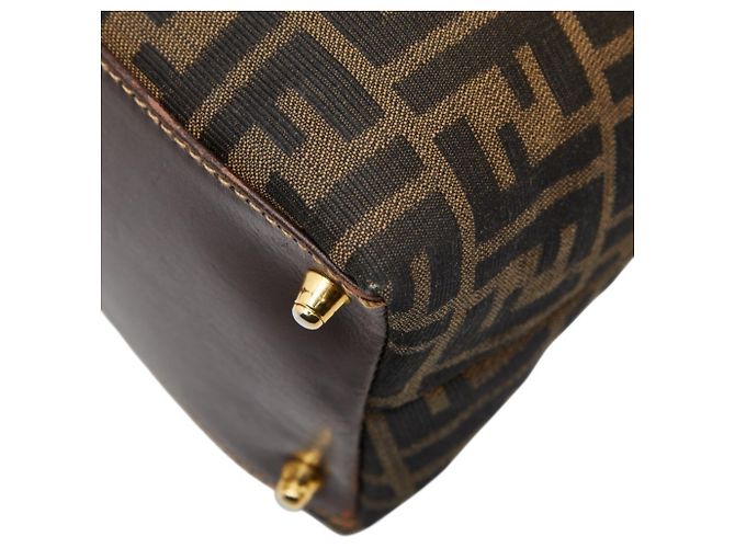 Borsa Fendi Zucca in tela beige e nera Nero - vista 4