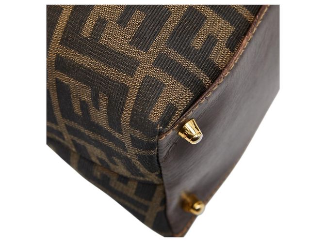Borsa Fendi Zucca in tela beige e nera Nero - vista 5