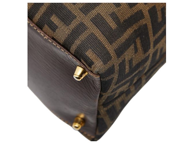 Borsa Fendi Zucca in tela beige e nera Nero - vista 6