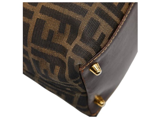 Borsa Fendi Zucca in tela beige e nera Nero - vista 7